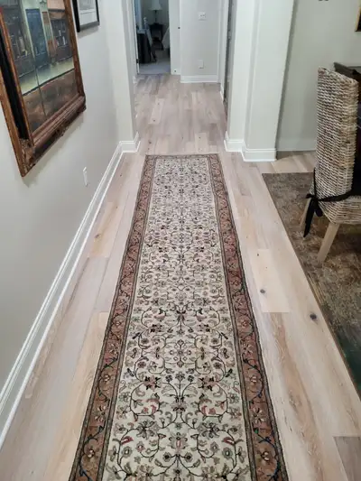 Completed flooring installation: Runner hallway